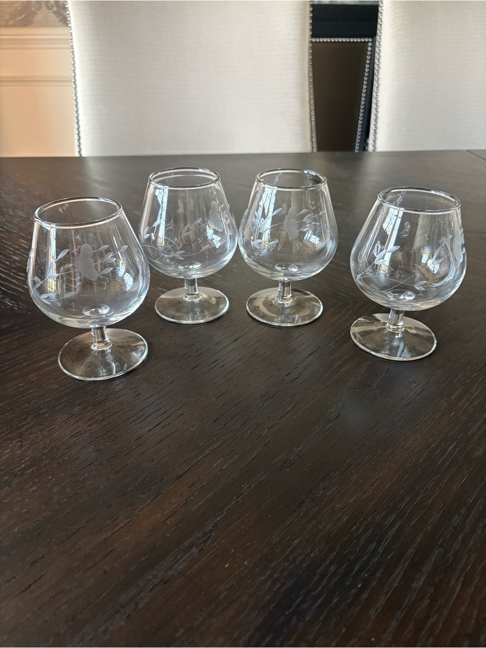 Princess House Etched Vintage Brandy Snifters‎ - Clear (Set of 4)